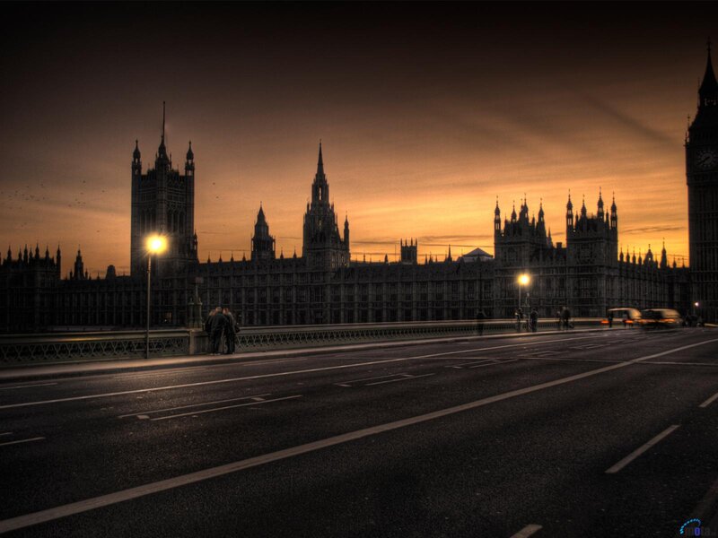 Westminster Bridge at Dusk — Orange