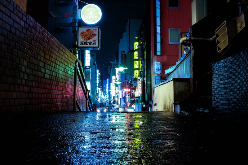 Wet Alley at Night — Black