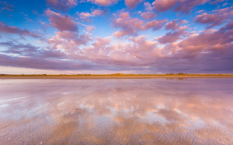 Wet Beach at Sunset — Blue