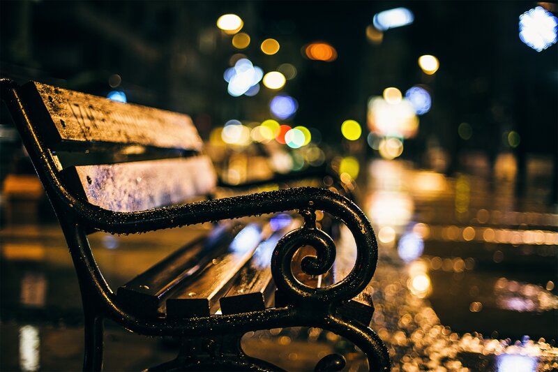 Wet Bench at Night — Black