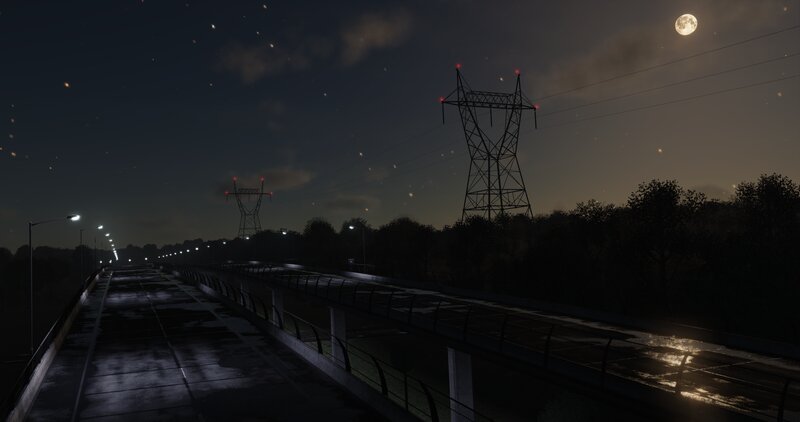 Wet Bridge at Night — Black