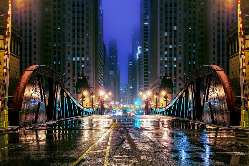 Wet Bridge at Night