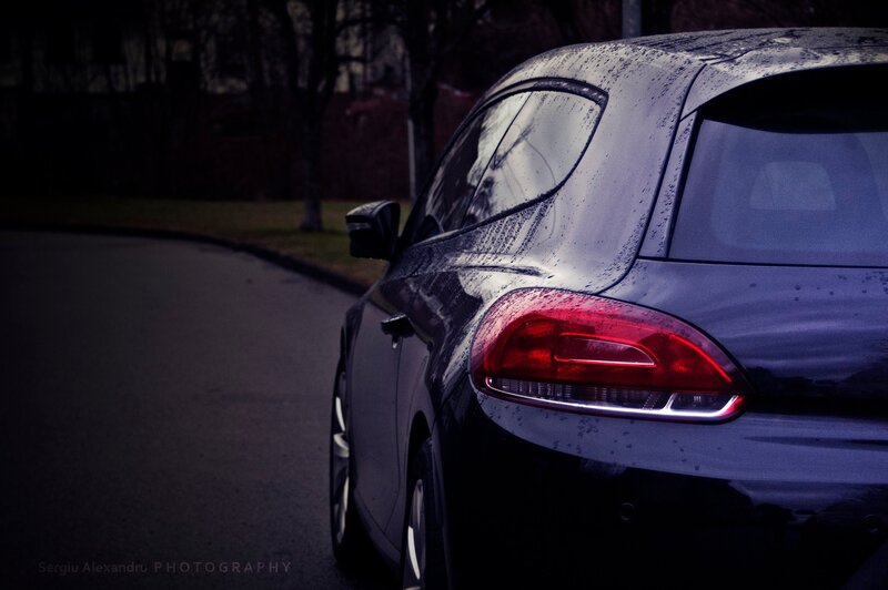 wet car on a dark street