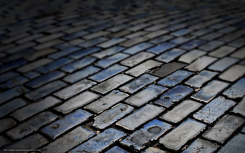 Wet Cobblestone Pavement — Gray, Dramatic, Photograph, Cobblestones