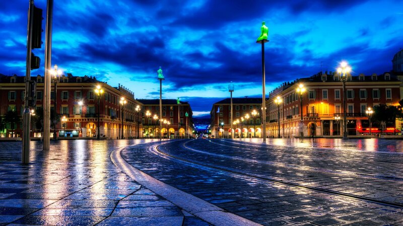 Wet Cobblestone Square