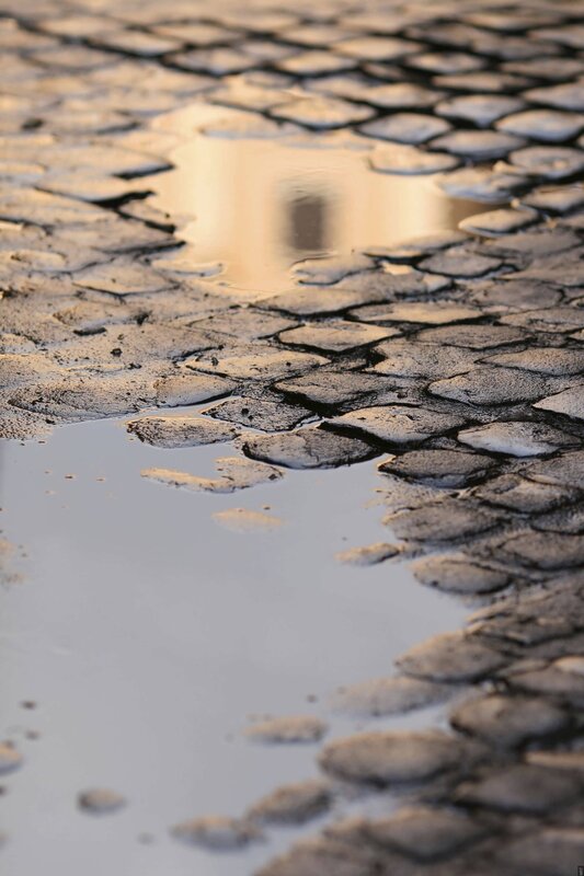 wet cobblestone street