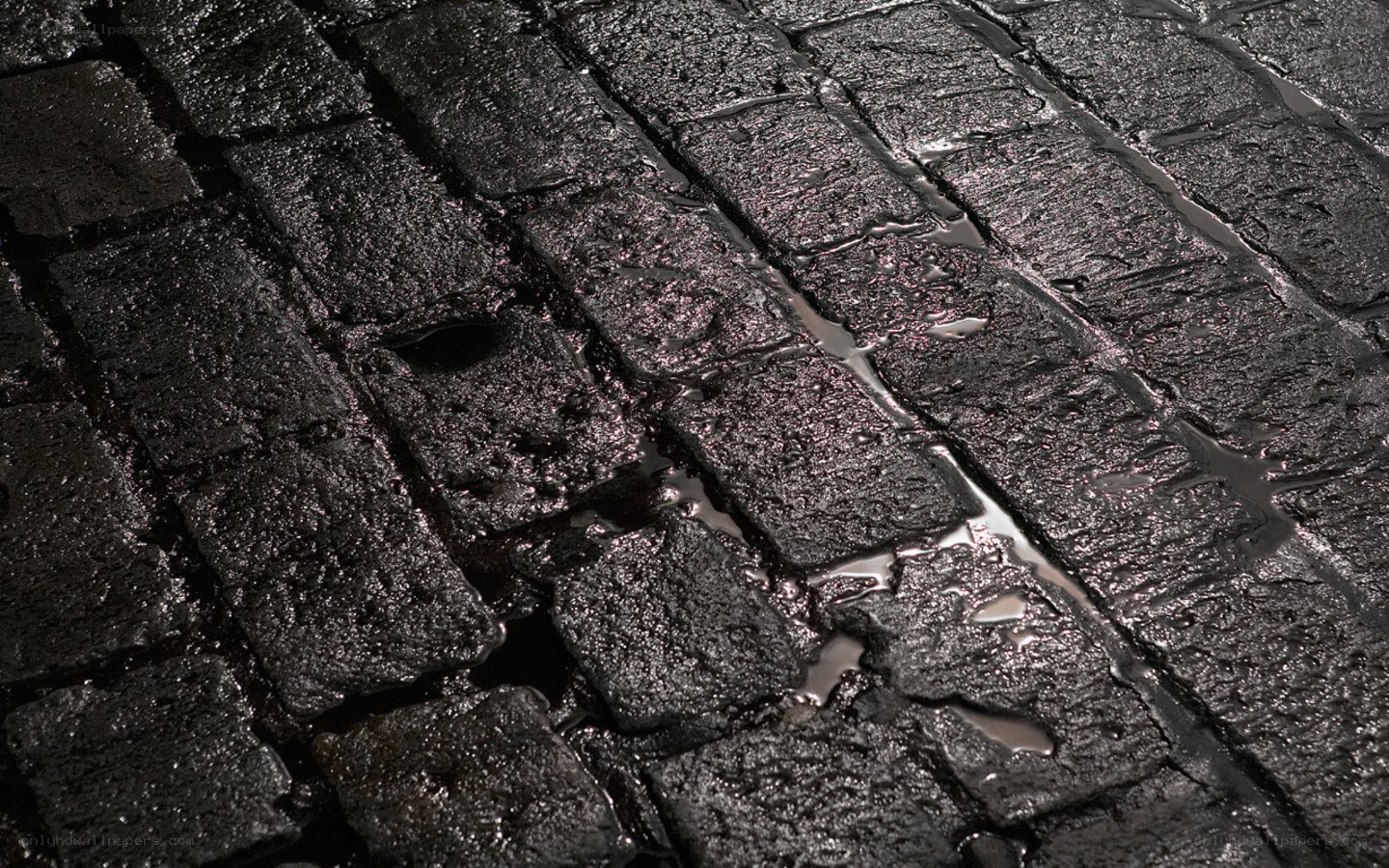 wet cobblestone street