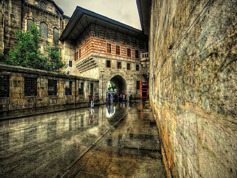 wet courtyard in historic palace