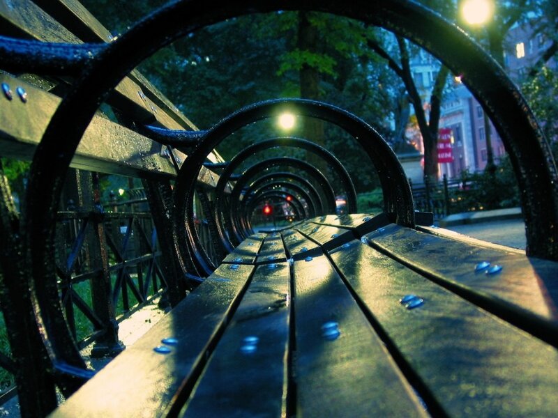 Wet Park Bench — Black, Dramatic