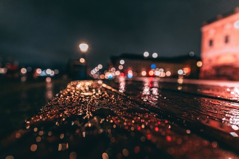 Wet Pavement at Night — Black, Moody