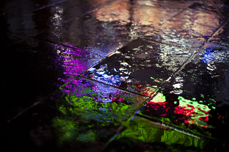 Wet Pavement with Lights