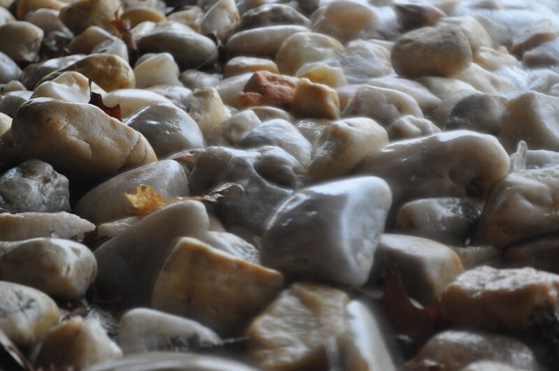 wet pebbles in shallow water