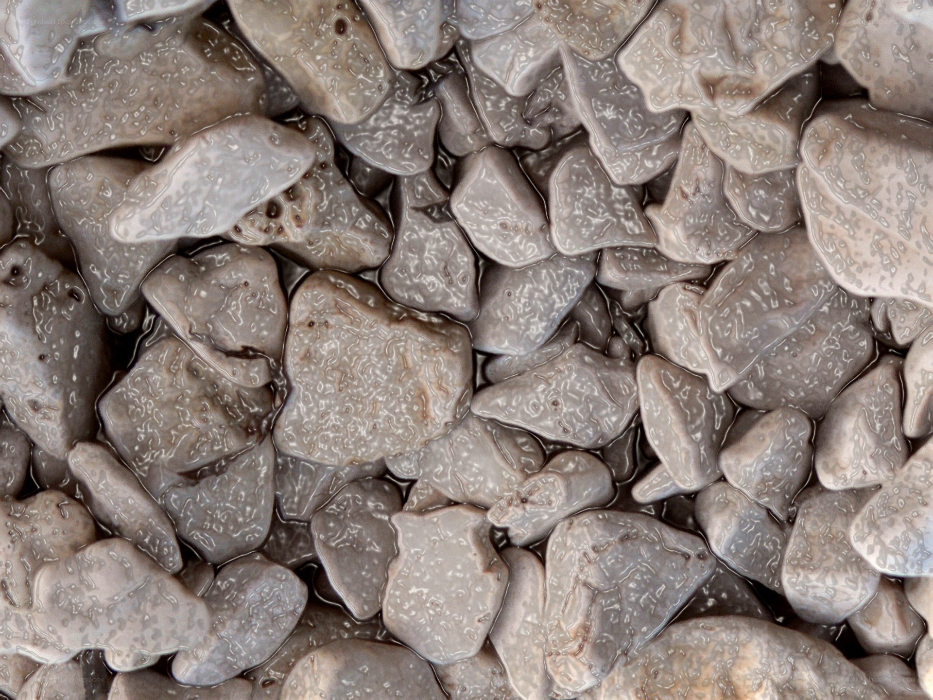 wet pebbles in water