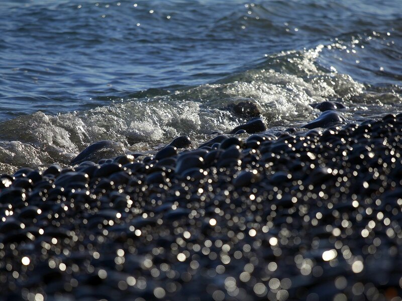 Wet Pebbles on Shore — Blue