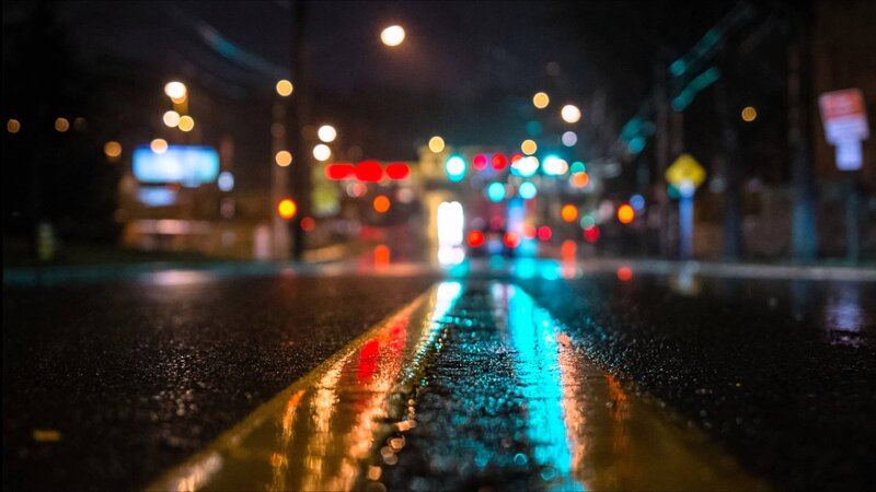 Wet Road at Night — Black