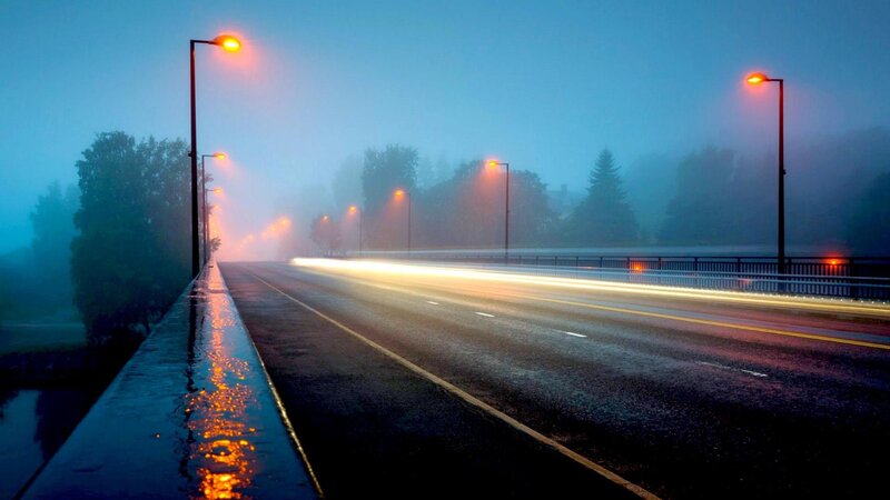Wet Road at Night