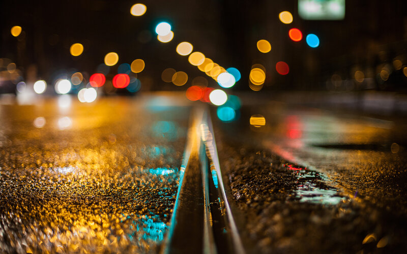 Wet Road at Night — Yellow