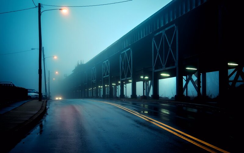 Wet Road under Bridge