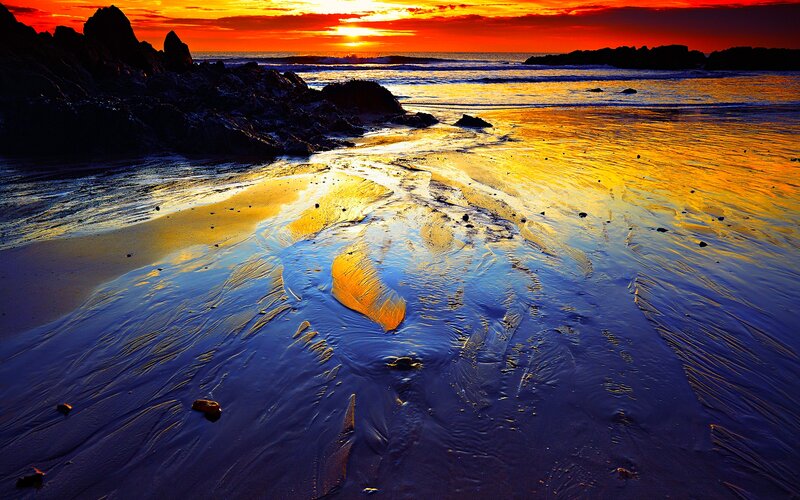 Wet Sand at Sunset — Orange
