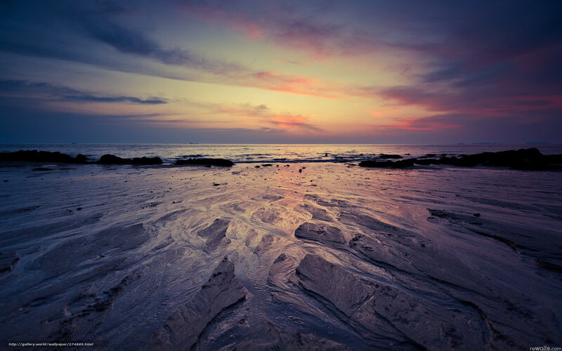 Wet Sand Patterns at Beach — Purple