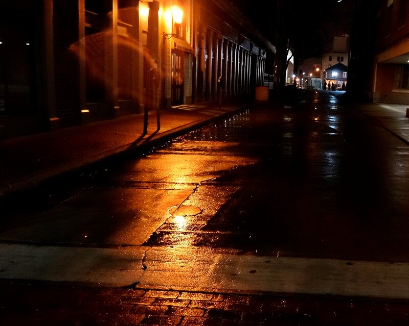 Wet Street at Night — Black, Dark