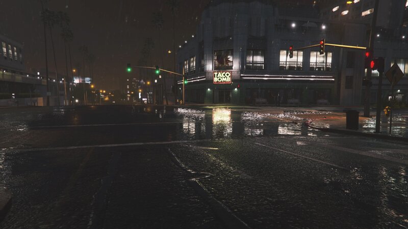 Wet Street at Night — Black, Rainy, Dark