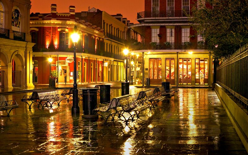 Wet Street at Night — Yellow, Calm