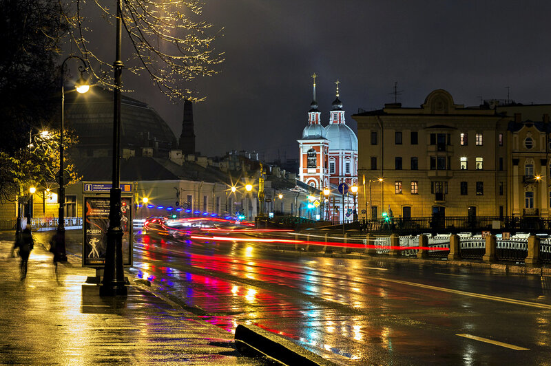 Wet Street at Night — Yellow, Dramatic