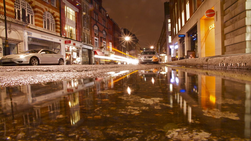 Wet Street at Night — Yellow