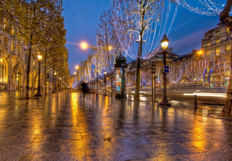 Wet Street with Lights