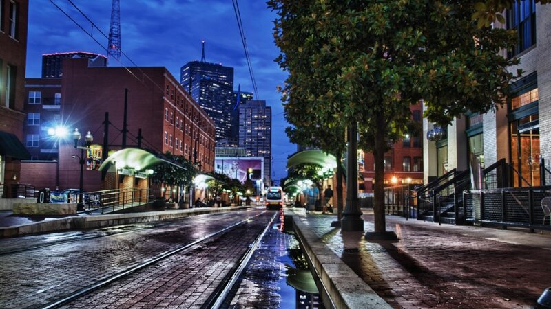 Wet Street with Tram Tracks
