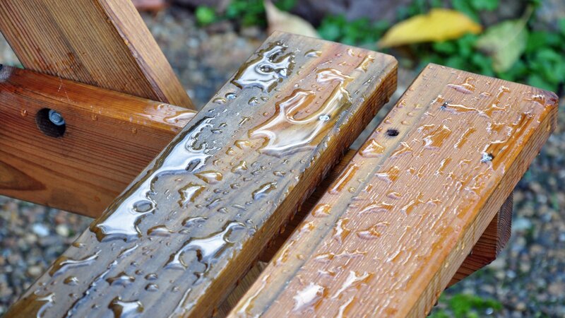 Wet Wooden Bench — Brown