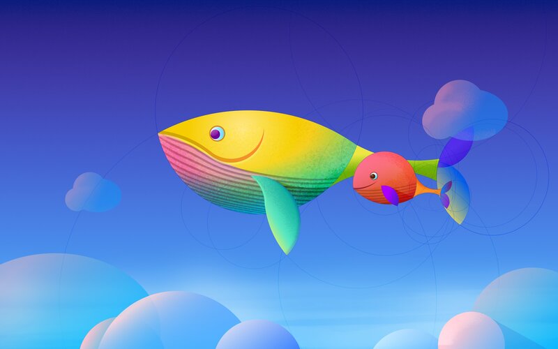 Whale and Fish Illustration