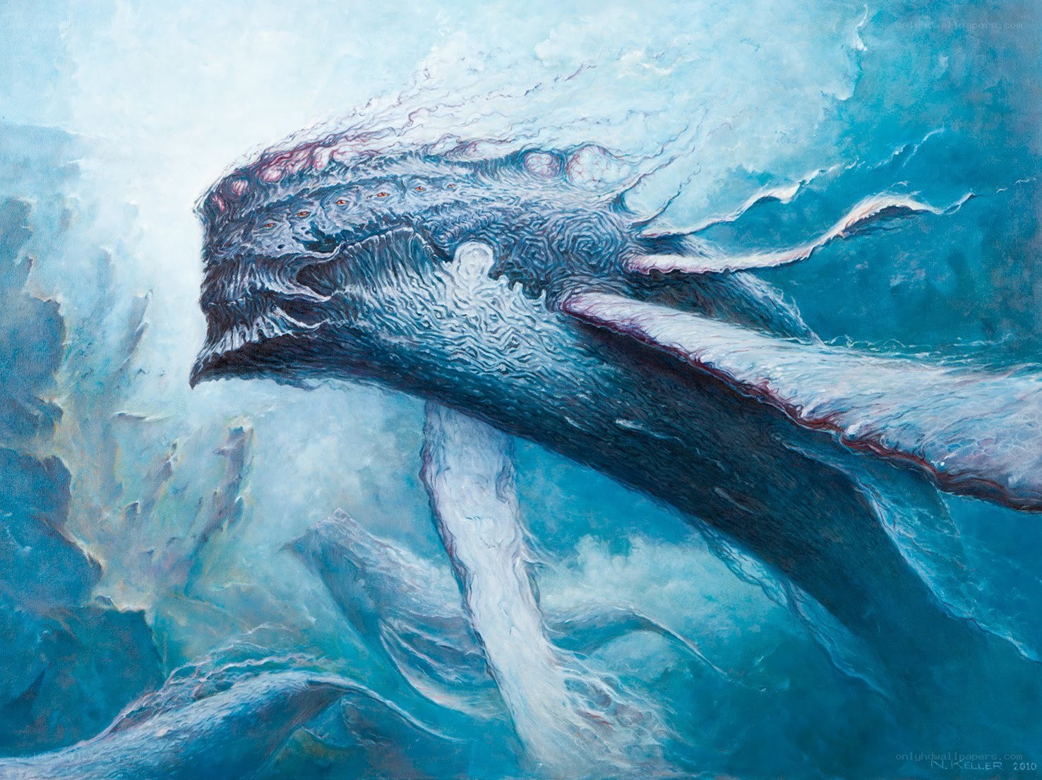 Whale creature in icy waters