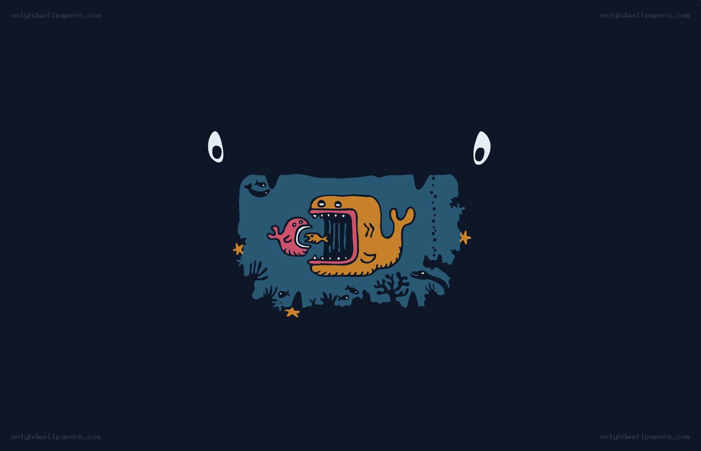 Whale eating fish underwater
