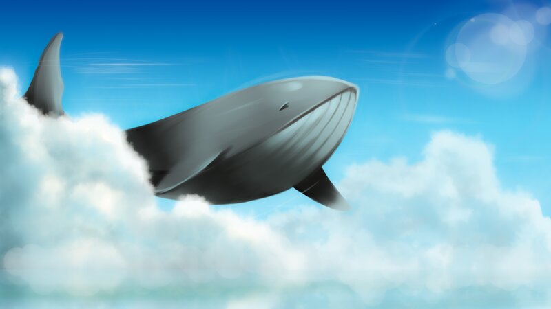 Whale Flying in Clouds
