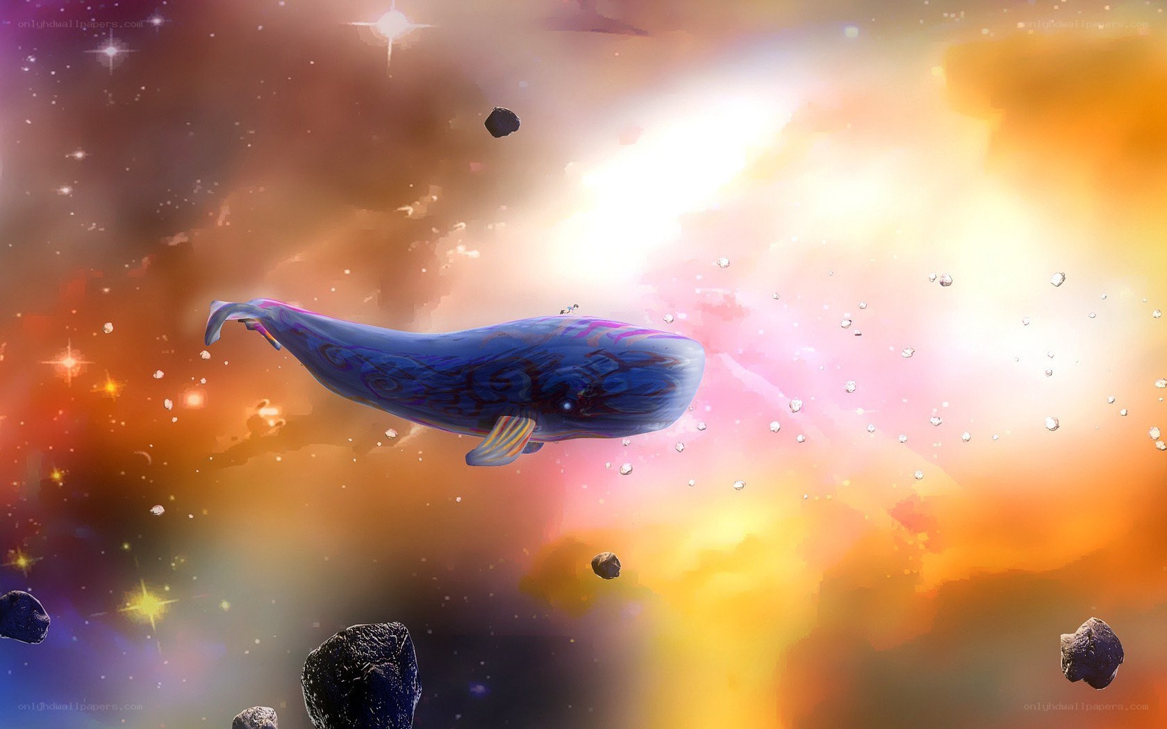 whale in a colorful nebula