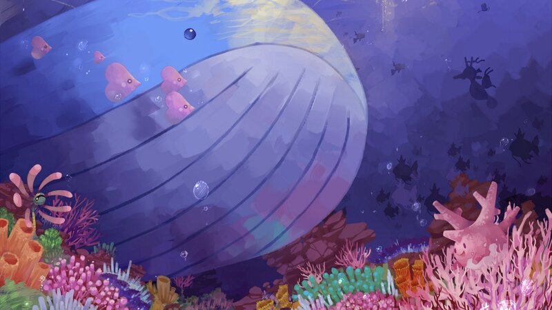 Whale in coral reef