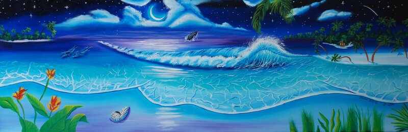 Whale in Ocean at Night