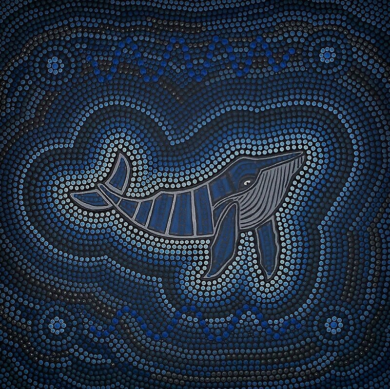 Whale in Ocean — Blue, Serene