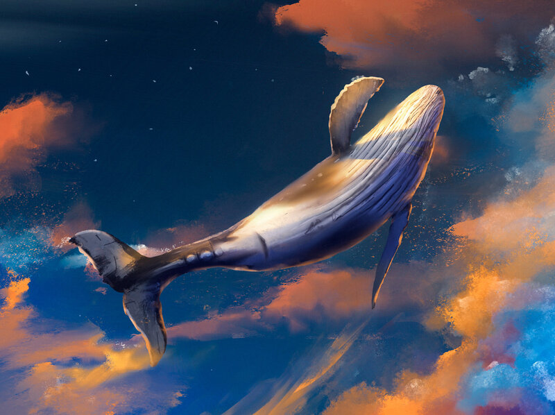 Whale in Sky — Blue, Dramatic