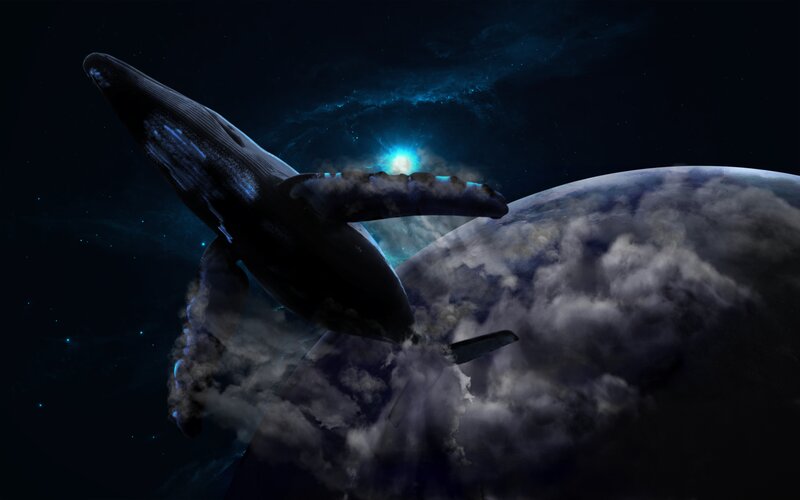 Whale in Space — Black, Dramatic