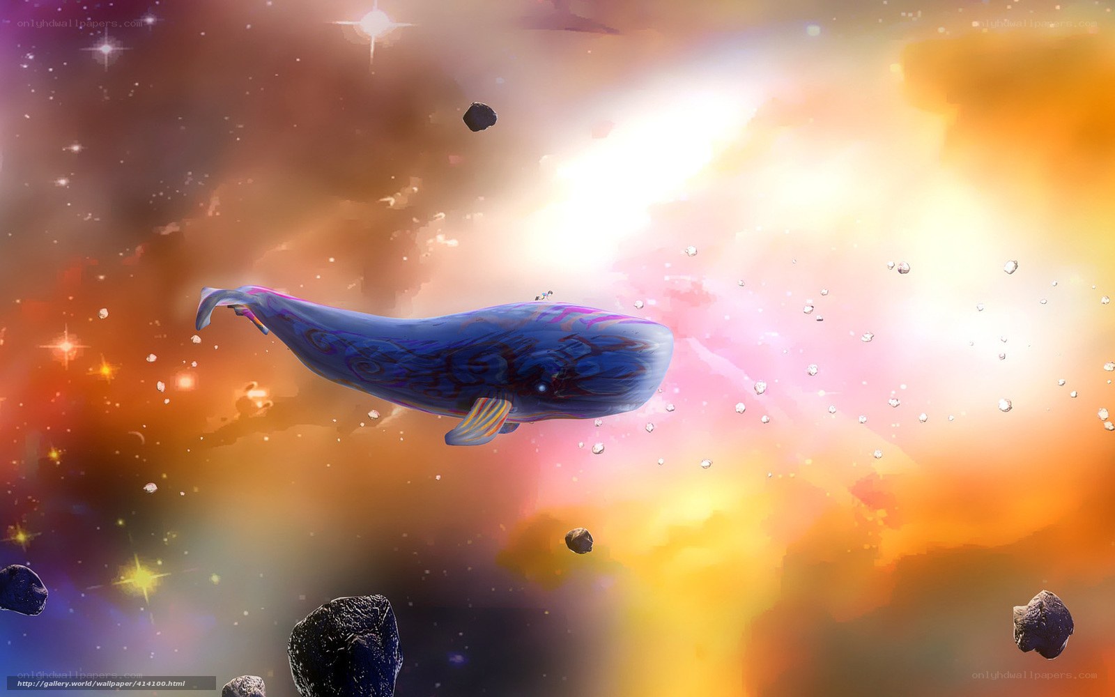 whale in space nebula