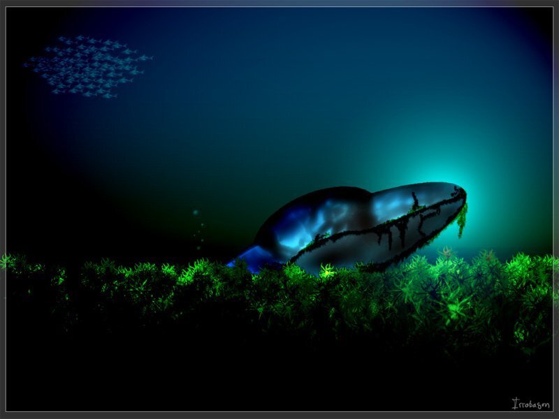 Whale in the deep sea