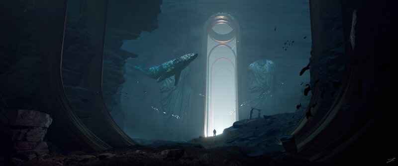 Whale in Underwater Tunnel