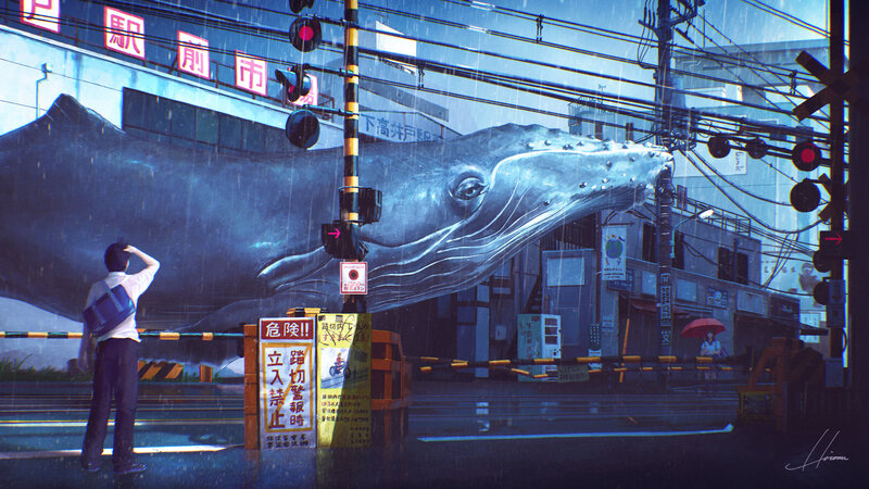 Whale Mural in City