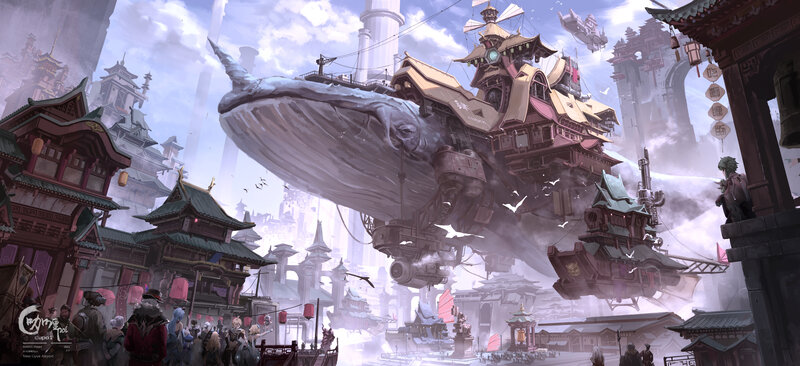 Whale-shaped Airship — White