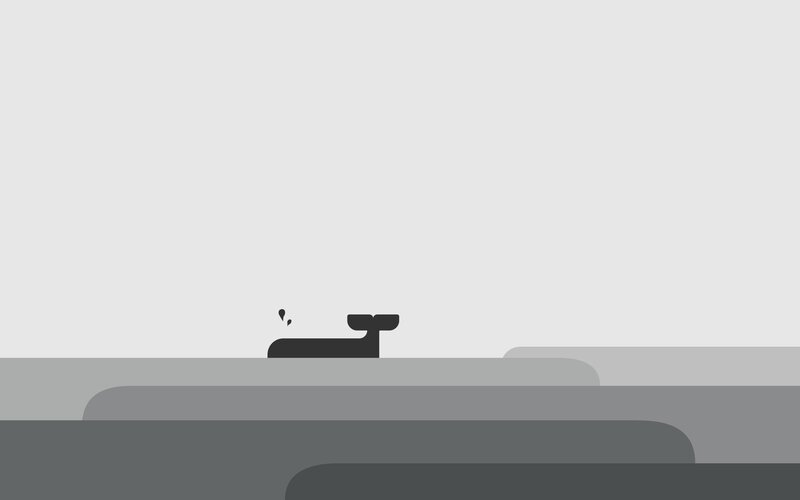 Whale Tail in Ocean — Gray