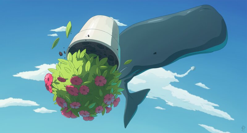Whale with Flower Pot