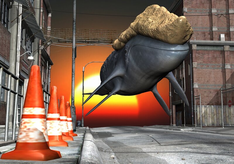 Whale with Rock on Head